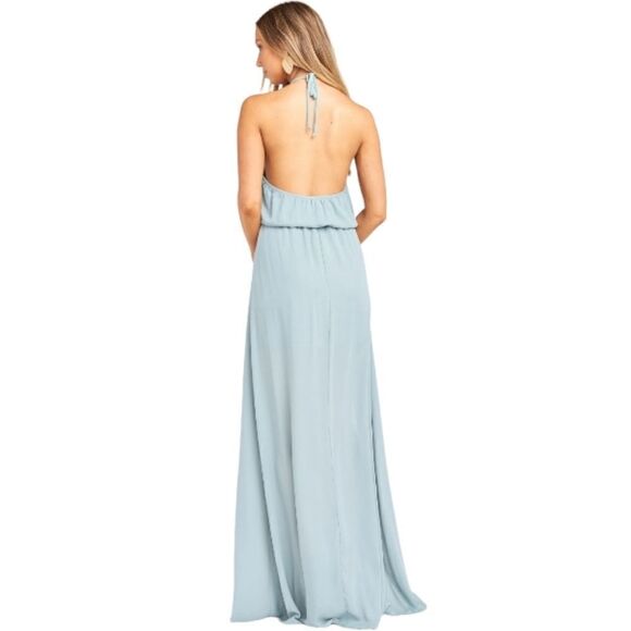 Show Me Your Mumu Bridesmaid Heather Halter Dress in‎ Silver Sage Crisp Large - Picture 3 of 6